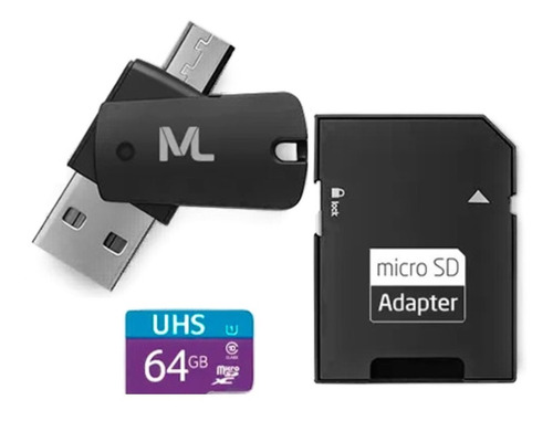 Carto de Memria 4 em 1 MICRO SD 64GB Multilaser - Micro SD e Pendrive - Multilaser - unidade    Cod. MC152